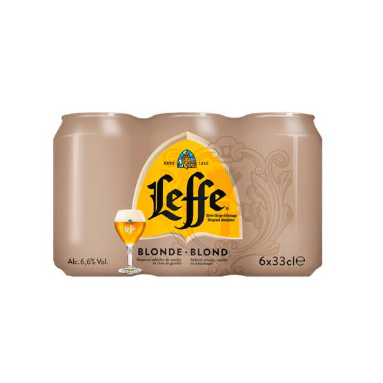 Foto van Leffe Blond 6x33 cl op witte achtergrond