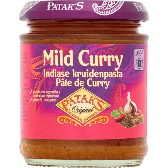 Foto van Patak's Kruidenpasta milde curry op witte achtergrond