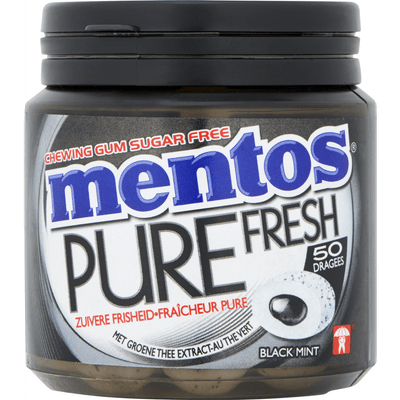 Mentos Gum pure fresh black mint 50 stuks