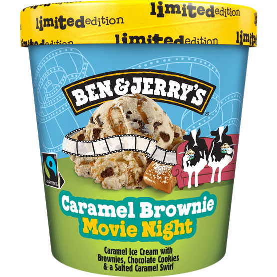 Foto van Ben & Jerry's Caramel brownie movie night op witte achtergrond