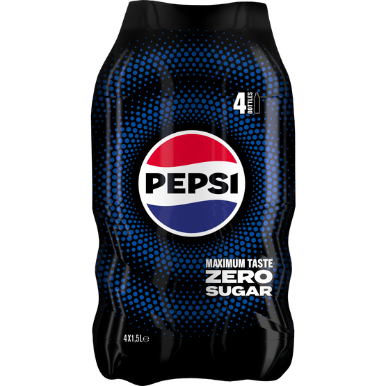 Foto van Pepsi Zero 4x1.5 l op witte achtergrond