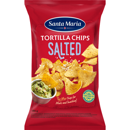 Foto van Santa Maria Tortilla chips salted op witte achtergrond