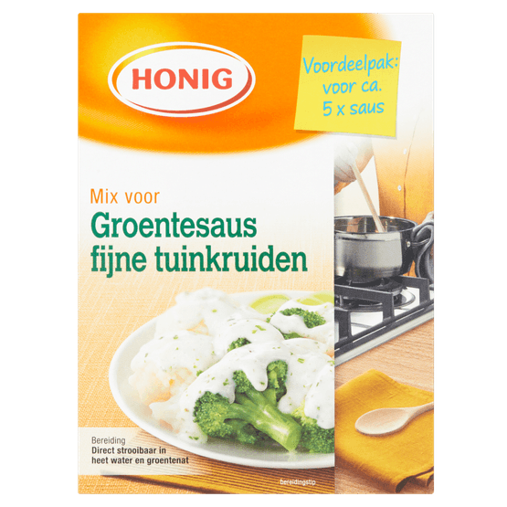 Foto van Honig Mix voor groentesaus fijne tuinkruiden op witte achtergrond