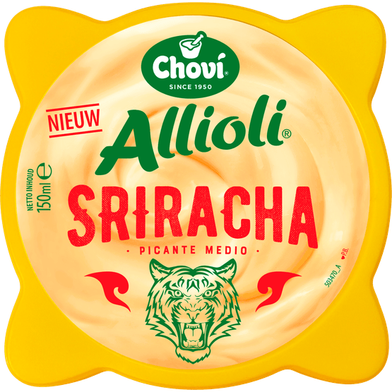 Foto van Chovi Allioli sriracha op witte achtergrond