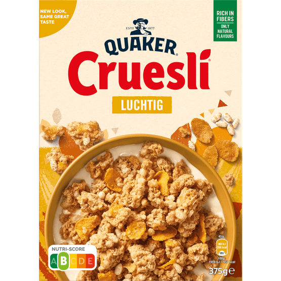 Foto van Quaker Cruesli luchtig naturel op witte achtergrond