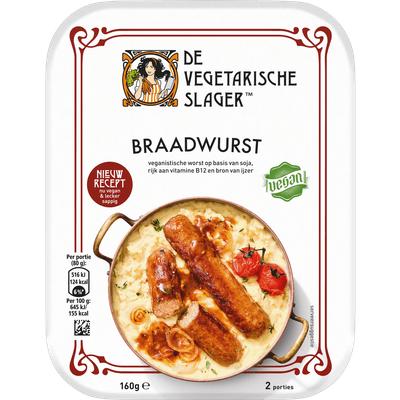 De Vegetarische Slager Vegetarische bratwurst 2 st.