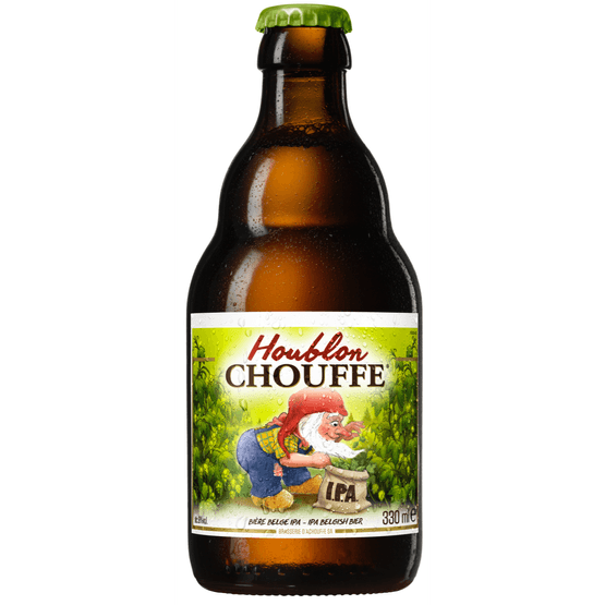 Foto van Chouffe Houblon Ipa fles op witte achtergrond