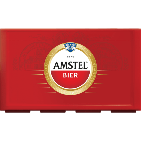 Foto van Amstel Pilsener krat op witte achtergrond