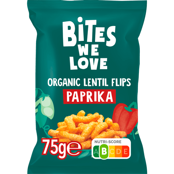 Foto van BitesWeLove Flipits paprika op witte achtergrond