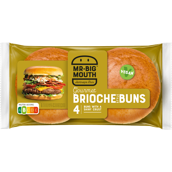 Foto van MR BIG MOUTH Hamburger bun brioche 4 st. op witte achtergrond