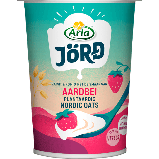 Foto van Arla Jord aardbei op witte achtergrond