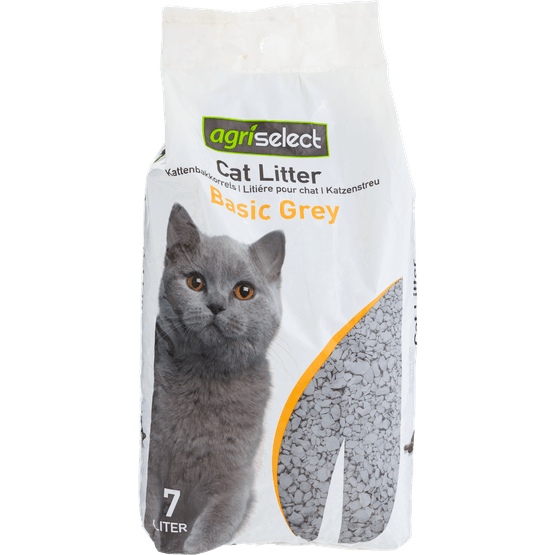 Foto van Agriselect Kattenbakkorrels basic grey op witte achtergrond