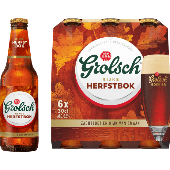 Foto van Grolsch Herfstbok op witte achtergrond