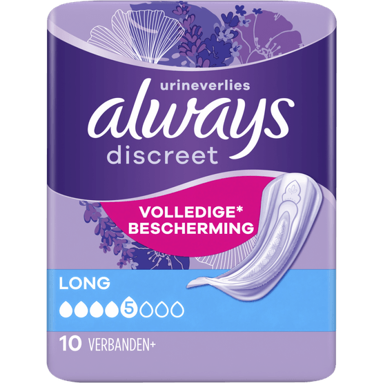 Foto van Always Discreet verband urineverlies long op witte achtergrond