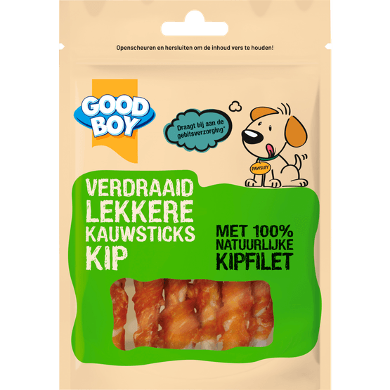 Foto van Good Boy Hondensnacks chicken twists op witte achtergrond