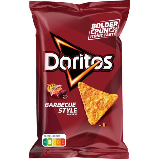 Foto van Doritos Tortilla chips barbecue style op witte achtergrond