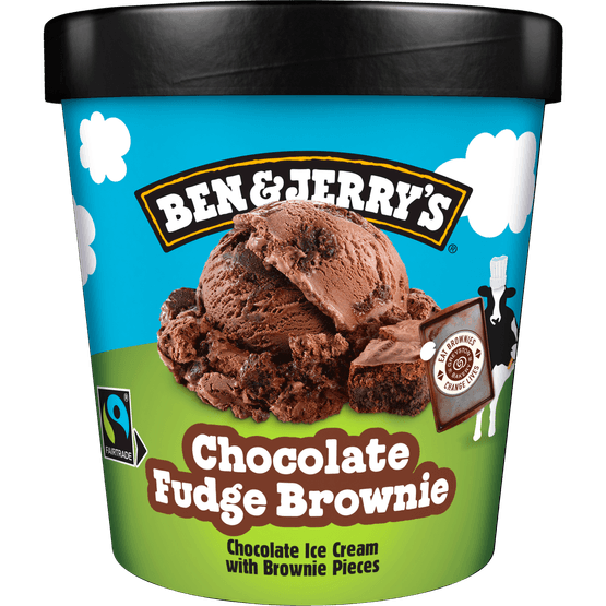 Foto van Ben & Jerry's Choco fudge brownie op witte achtergrond