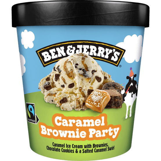 Foto van Ben & Jerry's Caramel brownie party op witte achtergrond