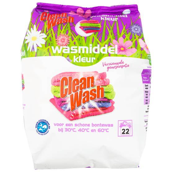 Foto van Clean Wash Waspoeder kleur 22 wasbeurten op witte achtergrond