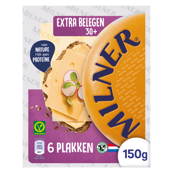 Foto van Milner Extra belegen 30+ plakken op witte achtergrond