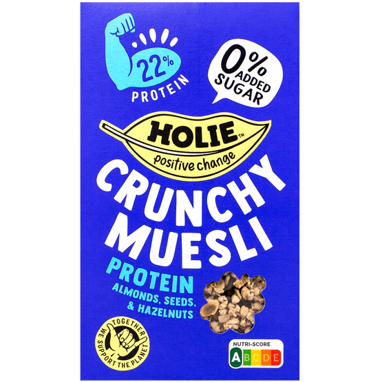 Foto van Holie Crunchy muesli protein op witte achtergrond