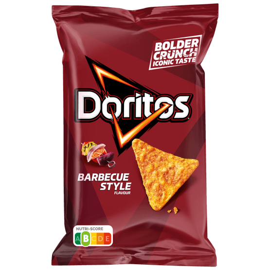 Foto van Doritos Tortilla chips barbecue style op witte achtergrond