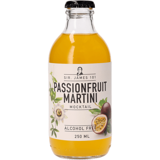 Foto van Sir James 101 Martini passionfruit 0.0% op witte achtergrond