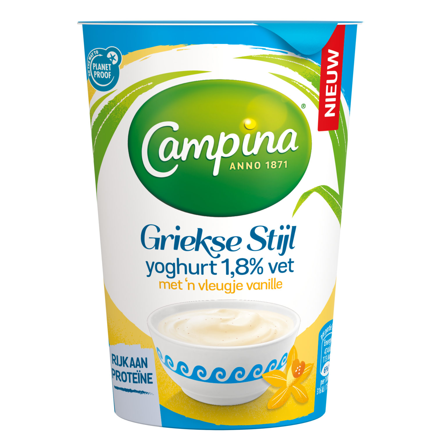 Campina Yoghurt griekse stijl vanille 1.8% vet