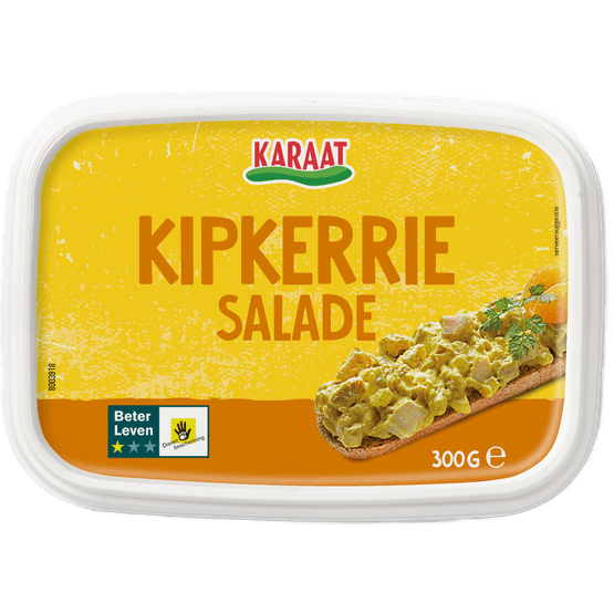 Foto van Karaat Kip-kerrie salade op witte achtergrond