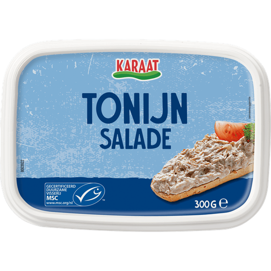 Foto van Karaat Salade tonijn op witte achtergrond