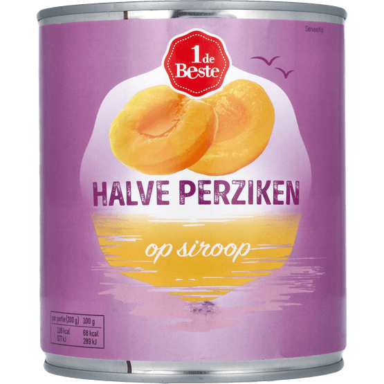 Foto van 1 de Beste Halve perziken op siroop op witte achtergrond