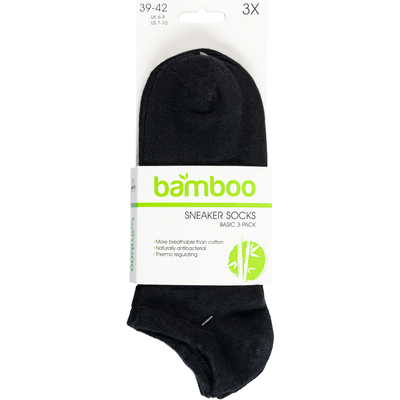  Bamboo sneakersocks 3-pack zwart 39/42