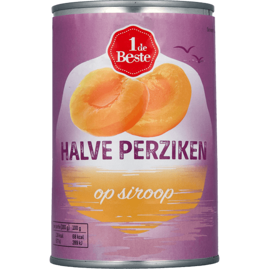 Foto van 1 de Beste Halve perziken op siroop op witte achtergrond