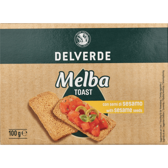 Foto van Delverde Melba toast sesam op witte achtergrond
