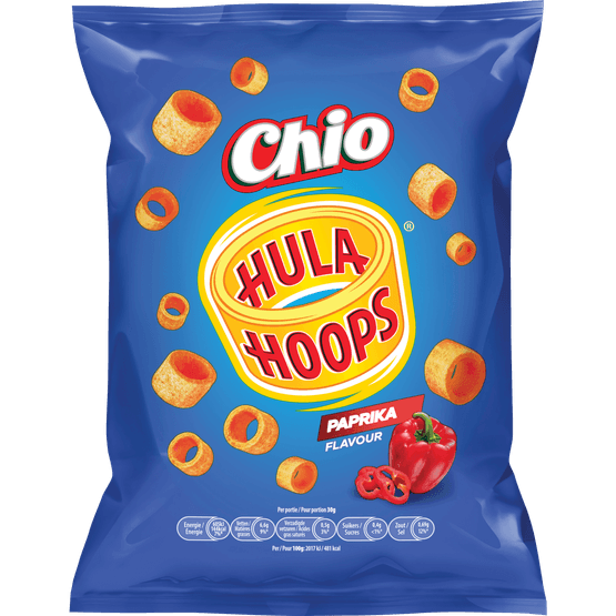 Foto van Chio Hula hoops paprika op witte achtergrond