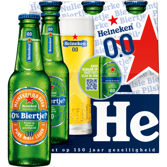 Foto van Heineken 0.0 % mono pilsener twist-off op witte achtergrond