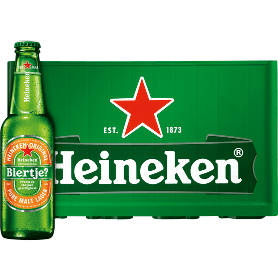 Foto van Heineken Pilsener krat op witte achtergrond