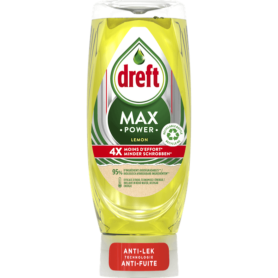 Foto van Dreft Afwasmiddel max power lemon op witte achtergrond