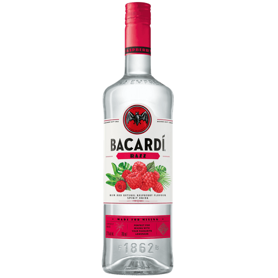 Foto van Bacardi Rum razz op witte achtergrond