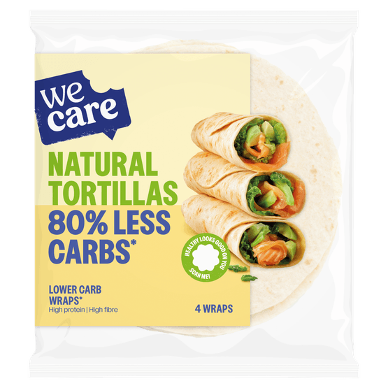 Foto van Wecare Tortillas natural lower carb op witte achtergrond