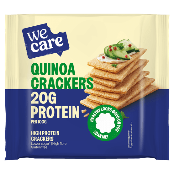 Foto van Wecare High protein crackers quinoa op witte achtergrond