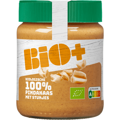 Bio+ 100% pindakaas met stukjes