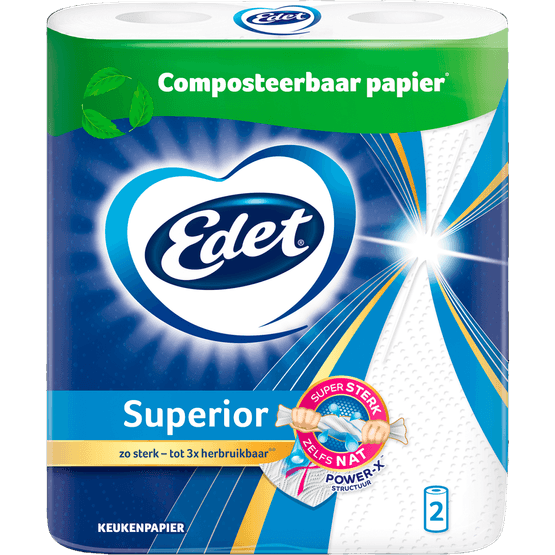 Foto van Edet Keukenpapier superior 2-laags op witte achtergrond