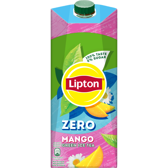 Foto van Lipton Ice tea green mango zero op witte achtergrond