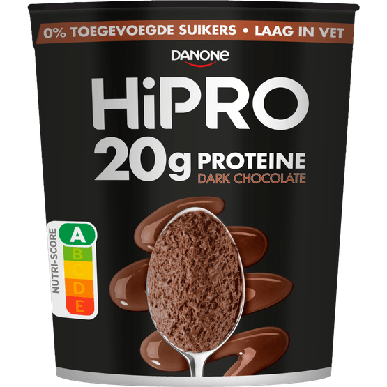 Foto van HiPRO Protein Mousse Dark Chocolade op witte achtergrond