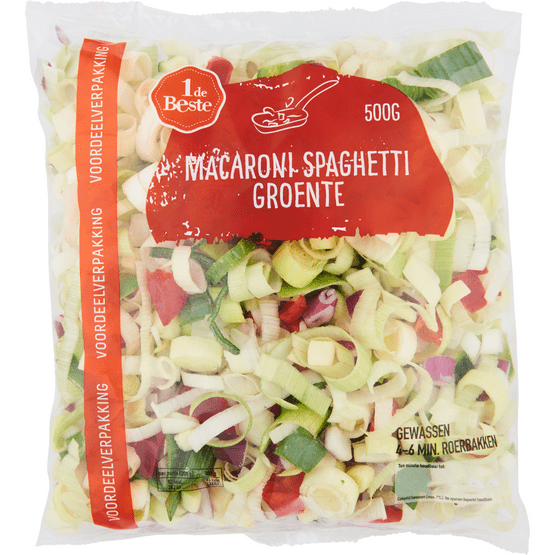 Foto van 1 de Beste Macaroni spaghetti groente voordeel verpakking op witte achtergrond