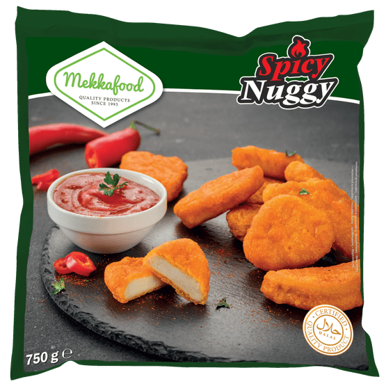 Foto van Mekkafood Spicy nuggy op witte achtergrond