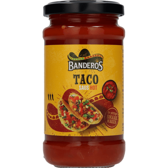 Foto van Banderos Taco saus hot op witte achtergrond