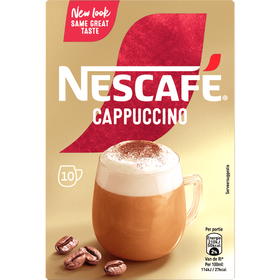 Foto van Nescafé Oploskoffie cappuccino 10 koppen op witte achtergrond