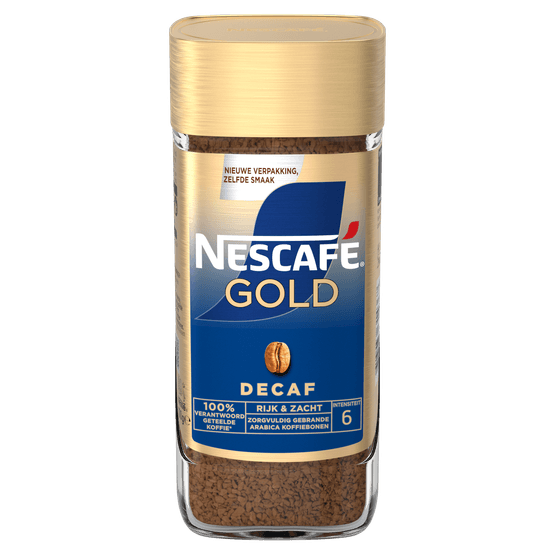 Foto van Nescafé Gold oploskoffie decaf op witte achtergrond